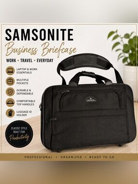 Samsonite Black Business Briefcase 21”Laptop Travel Carry-On Bag